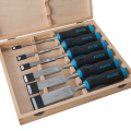 FIXTEC Professional 6/10/12/19/25/32mm 6 Pieces Square Wood Carving Tools Set With Box